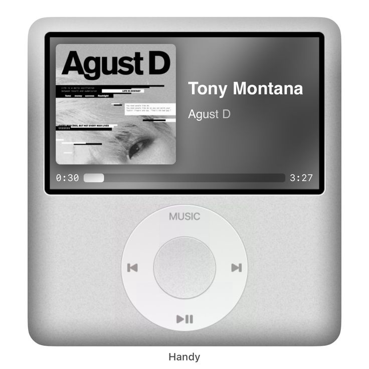 an ipod with the words august d on it's screen and music player next to it