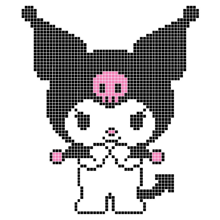 the pixel art is designed to look like an animal with pink nose and tail,