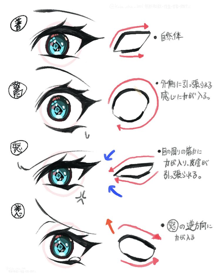 the steps to draw an anime eye