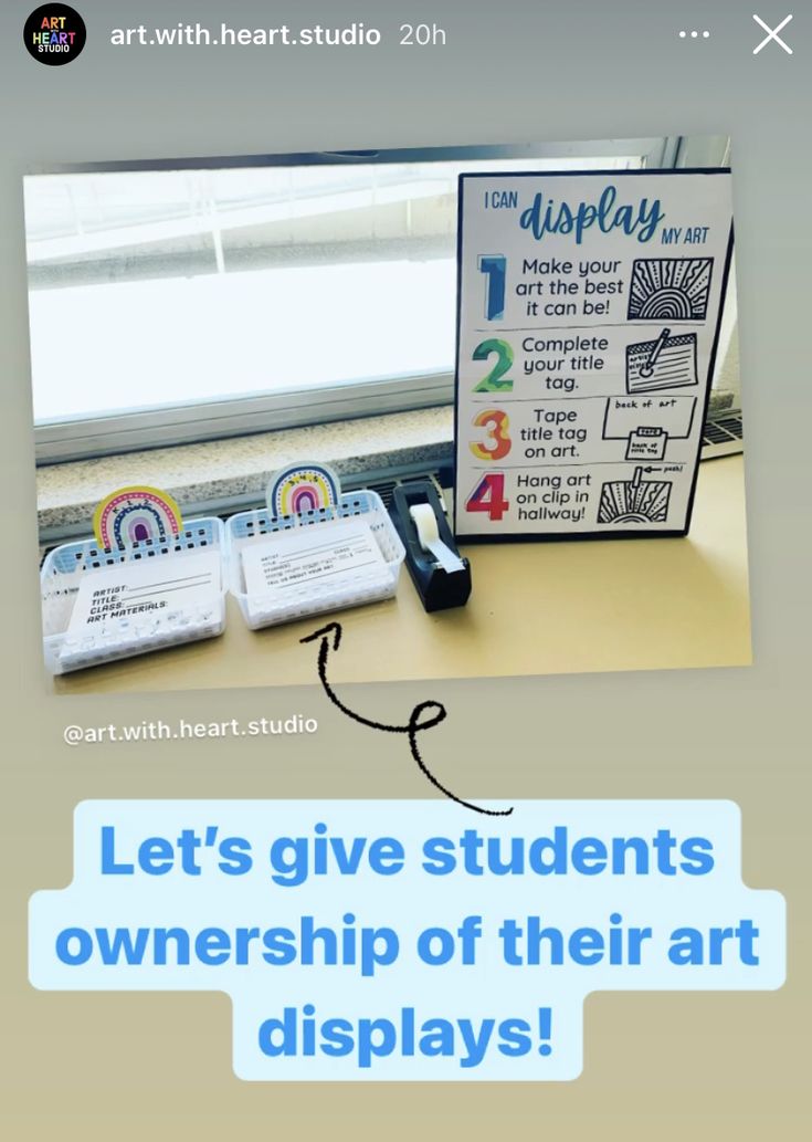 an image of a desk with some writing on it and the words let's give students ownership of their art displays