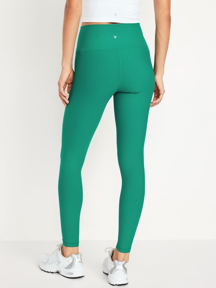 High-Waisted PowerSoft 7/8 Leggings for Women | Old Navy Green Stretch Activewear With Comfort Waistband, Green Workout Bottoms With Comfort Waistband, Green Full Length Sportswear Bottoms, Green High-waisted Activewear With Elastic Waistband, High-waist Green Activewear With Elastic Waistband, Green High Waist Activewear With Elastic Waistband, High Waist Green Activewear With Elastic Waistband, Casual Go-dry Leggings With 5-inch Inseam, Green High Waist Sports Tights