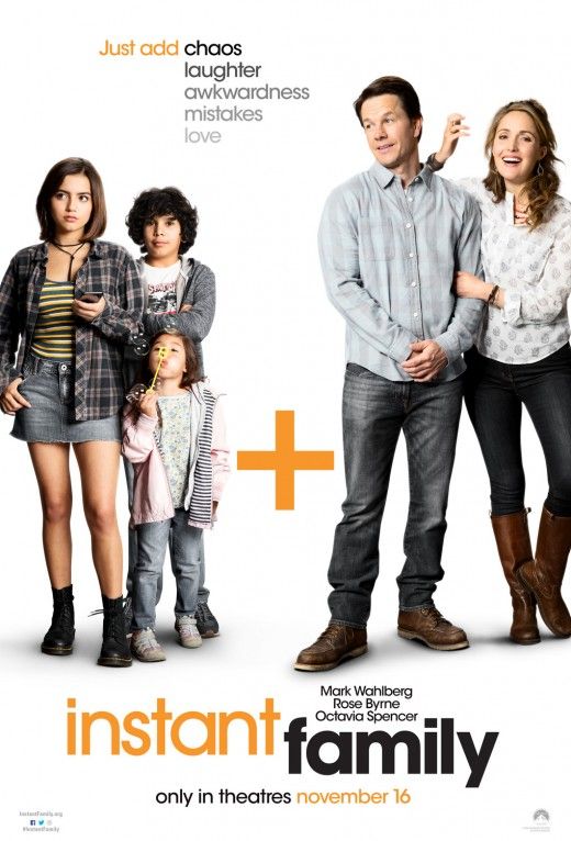 the poster for the movie instant family features two adults, one child and an adult