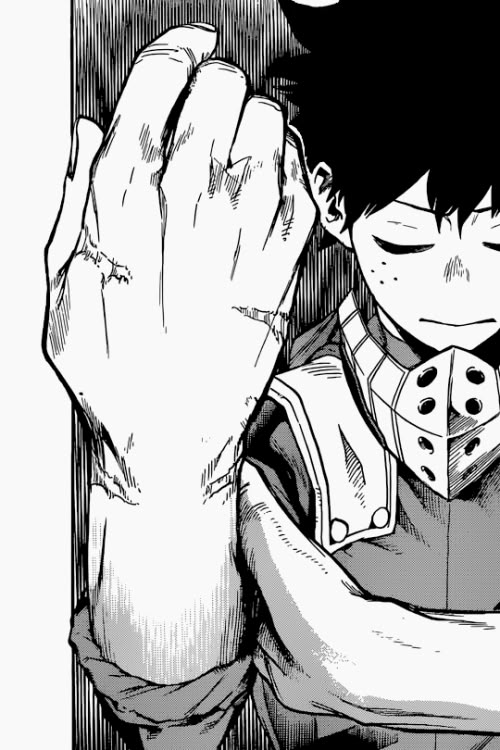 an anime character holding his hand up to the camera