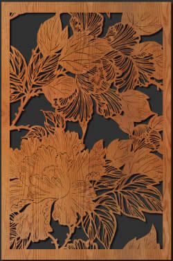 an intricately carved wooden panel with flowers and leaves on the sides, in black background