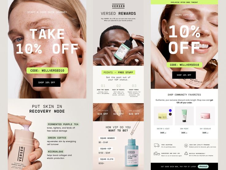 the website is designed to look like it has an advertise for skin care products