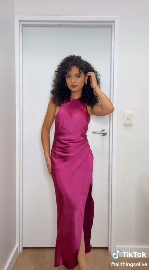 Credits to Olivia Calabio Tik tok : @allthingsolive Olivia Calabio, Warm Autumn, Signature Look, Curly Hair Styles Naturally, Birthday Party Decorations, Tik Tok, One Shoulder Formal Dress, New Look, Wrap Dress