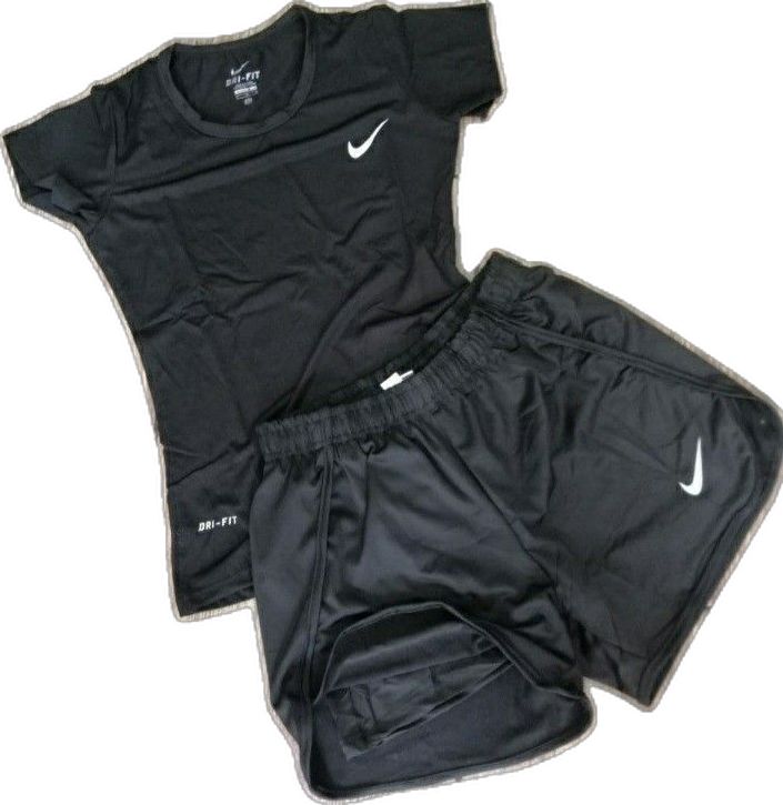 the nike shirt and shorts are black