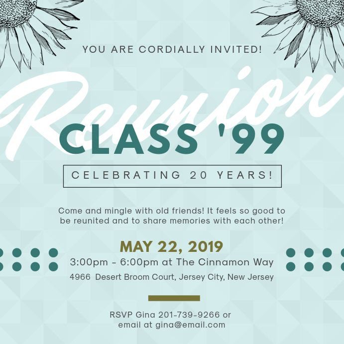 a flyer for class'99 celebrating 20 years