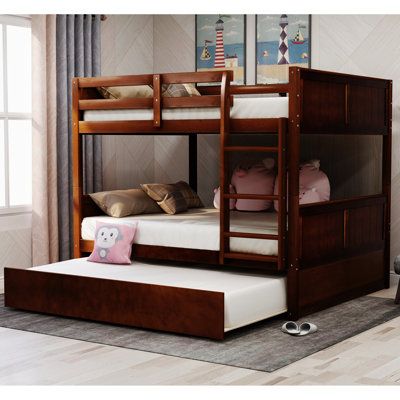 a bunk bed with two sets of mattresses on the bottom and lower bunk beds