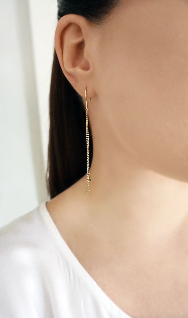 14K 9K Minimalist Long Chain Earrings, Long Chain Dangle Earrings, Dainty solid gold earrings, Simple Lightweight Drop Earrings, Gold Charm Earrings, FREE EXPRESS SHIPPING Dainty, minimalist long chain dangle and drop earrings with small charms made in 14K or 9K solid gold. A lovely, versatile pair of earrings that you will love wearing all day, everyday! Whisper....I Love Minimalism! :) ------------------------------------------------- D E T A I L S 14K Solid Gold or 9K Solid Gold Length: 8.5cm Yellow Gold Sterling Silver Earrings With Adjustable Chain, 14k Yellow Gold Threader Earrings, Minimalist Gold Plated Earrings With Delicate Chain, Minimalist Gold-plated Earrings With Delicate Chain, Everyday 14k Gold Filled Long Drop Earrings, Minimalist Gold Plated Linear Earrings With Adjustable Chain, Gold Plated Delicate Chain Earrings For Everyday, Everyday Delicate Chain Gold-plated Earrings, Everyday Gold Plated Delicate Chain Earrings