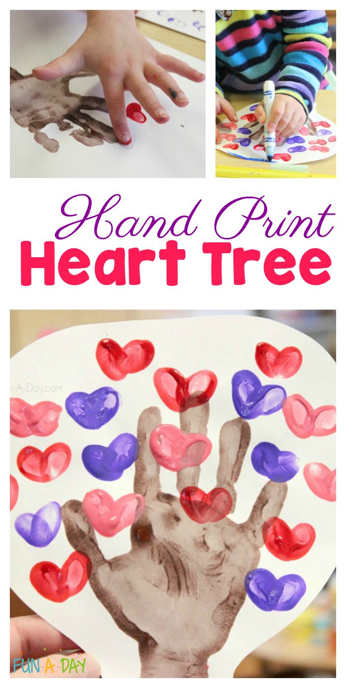 handprint heart tree craft for valentine's day with pictures of hands and hearts