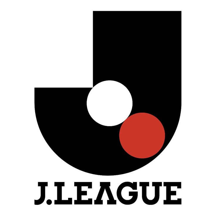 the j league logo is shown in black and white with red dots on it's center