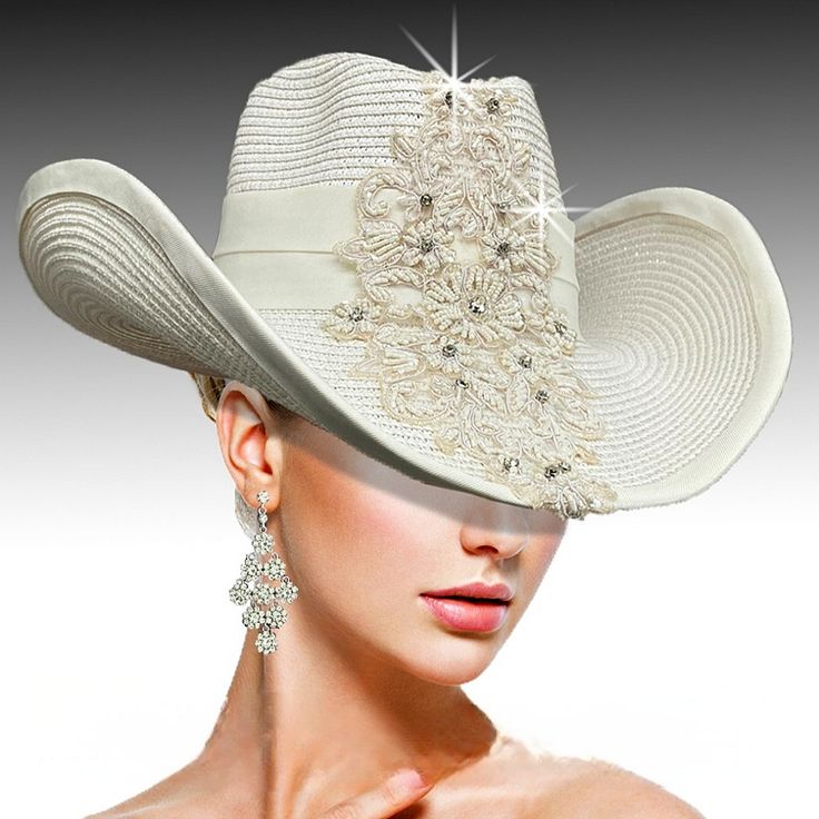 Cowboy Hats Are Trending, And Beloved Millinery Couture Has Taken It To A Whole Different Level With This Exquisite Handmade Western Pave Jeweled Cowboy Hat, A Dazzling Masterpiece That Exudes Luxury And Sophistication. Elevate Your Western Look To New Heights With This Handcrafted Marvel, Adorned With Intricate Pave Jewels That Shimmer And Shine With Every Step You Take. Perfect For The Fashion-Forward Trendsetter Who Craves Attention And Admiration At Every Turn. Whether You're Strutting Your Beatles Blackbird, Sombrero Cowboy, Red Peplum Dresses, Unusual Hats, Stylish Womens Hats, Ruffle Hat, White Couture, Black Couture, Dressy Hats