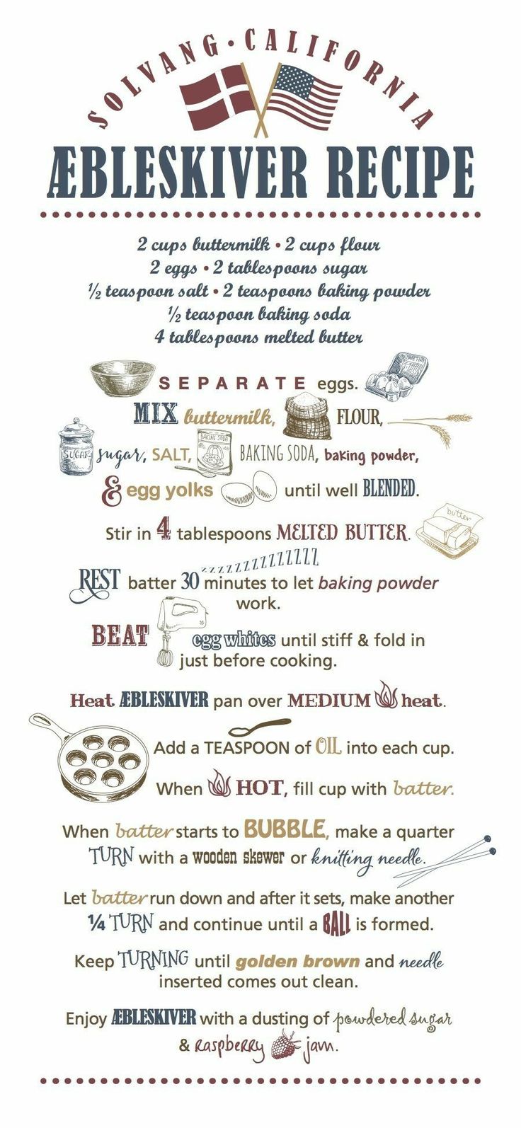 a poster with some food on it and the words, cooking california alelskiver recipe