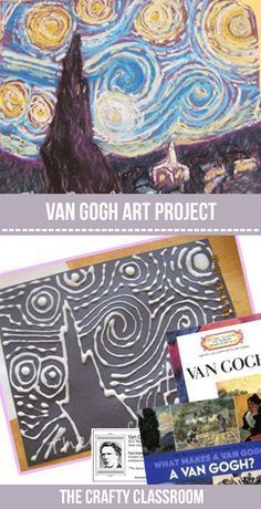 the van gogh art project is on display in front of an image of a starry night