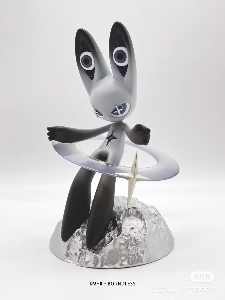 a cartoon figure holding a surfboard on top of a white surface with water around it