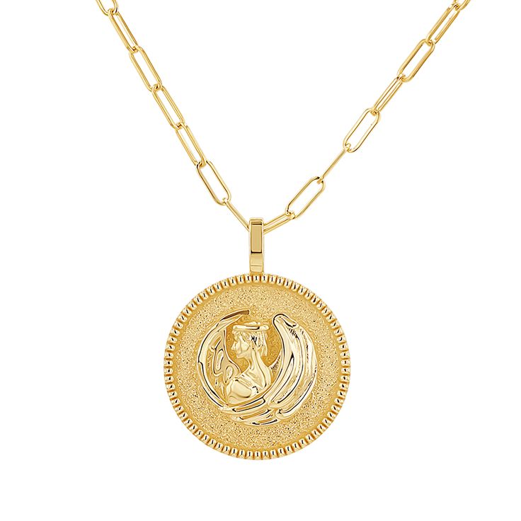 This sparkly and bold Zodiac charm is a stunning symbol of the sign that means most to you. Stunningly crafted in 14K Solid Gold, each of our zodiacs were artistically created with a beaded trim around the edge. This is the perfect centerpiece to complete your layer. Available in all gold colors and many chain lengths. 

Size: 22mm Diameter
14K Solid Gold
Lifetime Guarantee
Made in Los Angeles Luxury Zodiac Sign Necklace, Spiritual Zodiac Sign Medallion Jewelry, Gold Plated Zodiac Sign Spiritual Jewelry, Spiritual Gold-plated Zodiac Sign Jewelry, Luxury Zodiac Sign Round Pendant Jewelry, Spiritual Zodiac Sign Jewelry In Yellow Gold, Luxury Gold-plated Zodiac Sign Necklaces, Luxury Gold Plated Zodiac Sign Necklace, Spiritual Yellow Gold Zodiac Jewelry