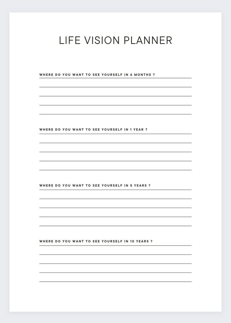 Life Vision Planner, My Future Life, Dream Li Life Goal Planner Template, Life Plan Worksheet, Life Vision Worksheet, 3 Goals In Life, Life Planning Journal, My Future Plans Life, Dream Life Template, Planning My Future Life, Creating A Planner