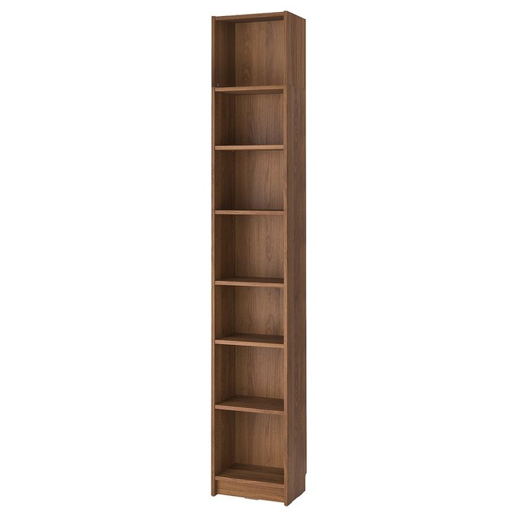 a tall wooden bookcase with four shelves