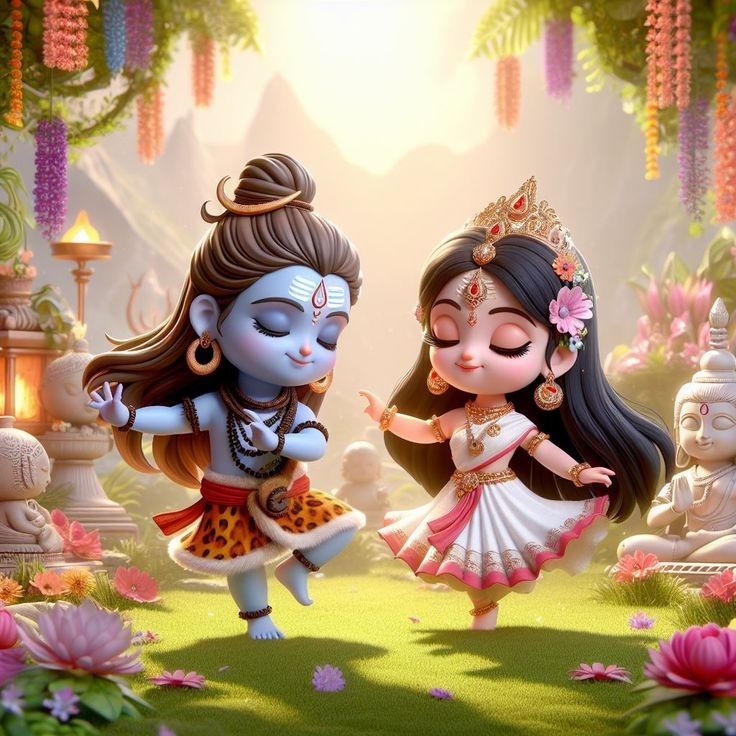 Cute Shiv Parvati, Shiv Parvati Cartoon, Shiv Parvati Images, Shiv And Parvati, Baby Murugan Paintings, Mahadev Parvati, Marriage Images, God Nature, Mere Mahadev