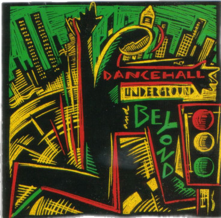 a drawing of an abstract cityscape with the words dancehall underground