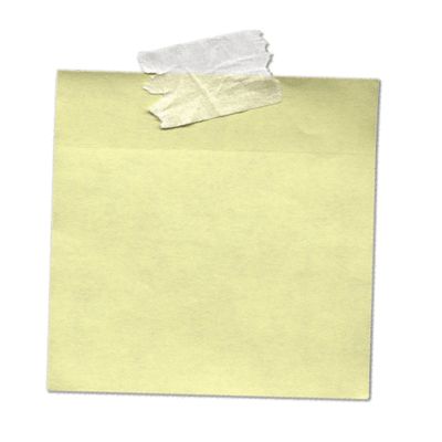 a piece of yellow paper with some white tissue on it