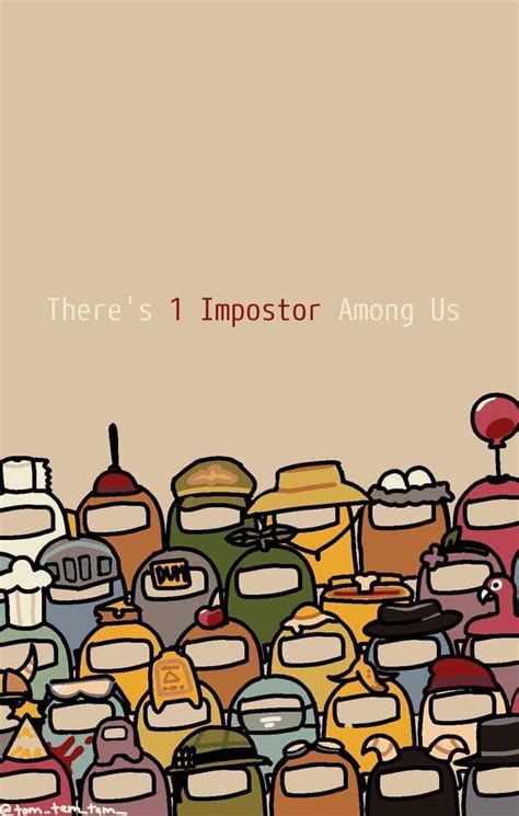 there's 1 impostor among us poster with lots of different colored containers