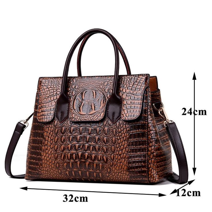 Elevate your style with the AlliChic Luxe Zipper Totes Handbag, crafted with high-quality PU material for sophistication and durability. Its casual tote shape and solid bag exterior add elegance to any ensemble, while the alligator pattern makes a bold fashion statement. With its spacious interior and multiple compartments, this handbag allows you to easily organize and access your essentials on the go. Add a touch of sophistication to your wardrobe and make a statement wherever you go with this Chic Large Satchel Bag, Chic Large Size Top Handle Shoulder Bag, Elegant Large Bags With Double Handle, Large Elegant Tote Satchel, Elegant Large Satchel Bag, Chic Large Brown Bag, Chic Large Brown Bags, Large Elegant Satchel For Travel, Elegant Large Satchel For Travel