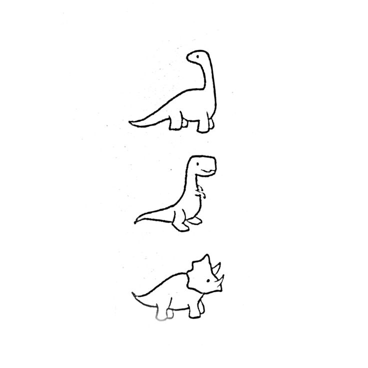 three different types of dinosaurs on a white background