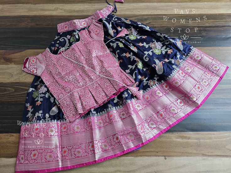 Chiniya Benarasi Langa Blouse/ Pattu Pavadai set Pattu Pavadai Patch Work Designs, Patch Work For Pattu Pavadai, Baby Girl Pattu Langa Designs, Reshme Langa Blouse, Pavadai Sattai Kids, Lehenga Suit, Ethnic Sarees, Ethnic Fashion, Instagram Shop