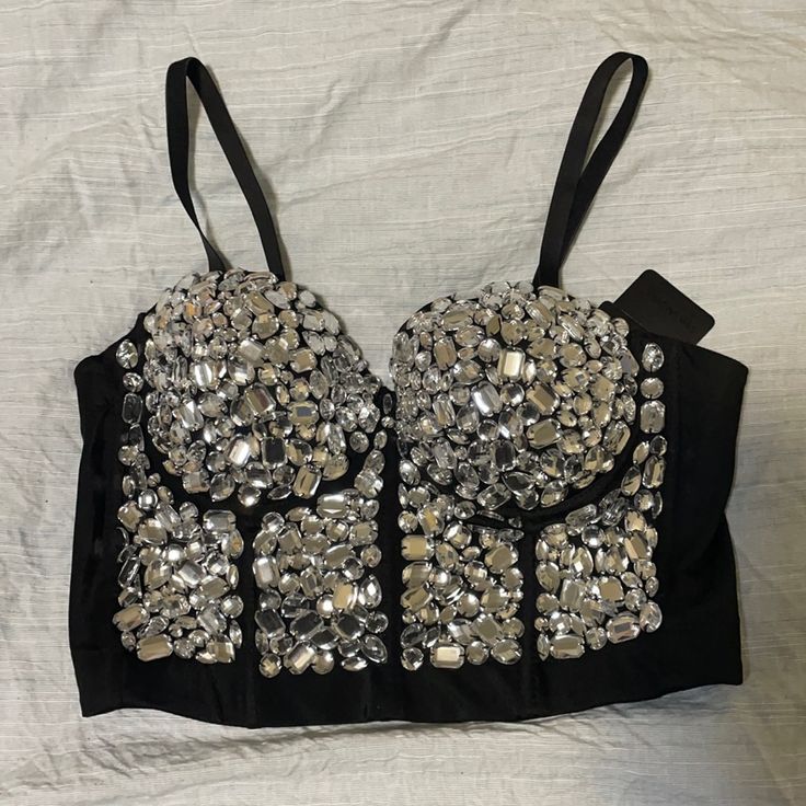 Brand New Beautiful Bejeweled Bustier. Bedazzled Fitted Top For Night Out, Fitted Bling Tops For Night Out, Glamorous Bedazzled Fitted Tops, Glamorous Fitted Bedazzled Tops, Bedazzled Fitted Tops For Party, Fitted Bedazzled Tops For Party, Glamorous Bedazzled Party Tops, Woman Colour, Womens Tops