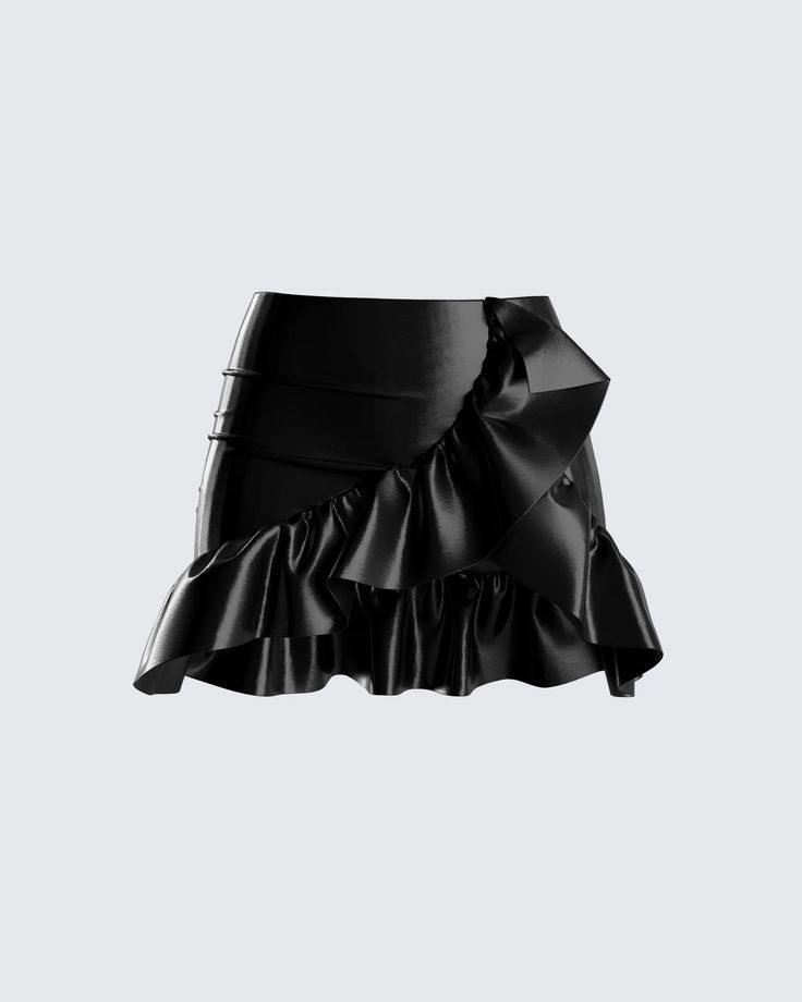 The skirt that is everything!! 😍 It's almost summer which means we need something lean, mean, and gets you SEEN 🔥 Black Leather Skirt, Vegan Leather Skirt, Classy Prom Dresses, White Collared Shirt, Black Leather Skirts, Black Vegan, Skirt Design, Stage Outfits, Character Outfits