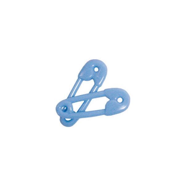 two blue plastic clips on a white background