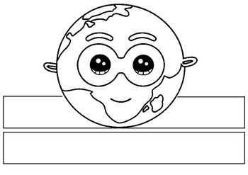 the earth with eyes and hands on it is outlined in black and white, as well as