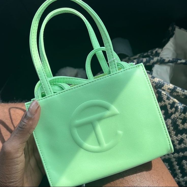 Telfar Green Telfar, Telfar Bags Aesthetic, Green Purses, Telfar Bags, Mint Green Purse, Teal Purse, Marc Jacobs Snapshot Bag, Saddle Bag Purse, Trendy Purses