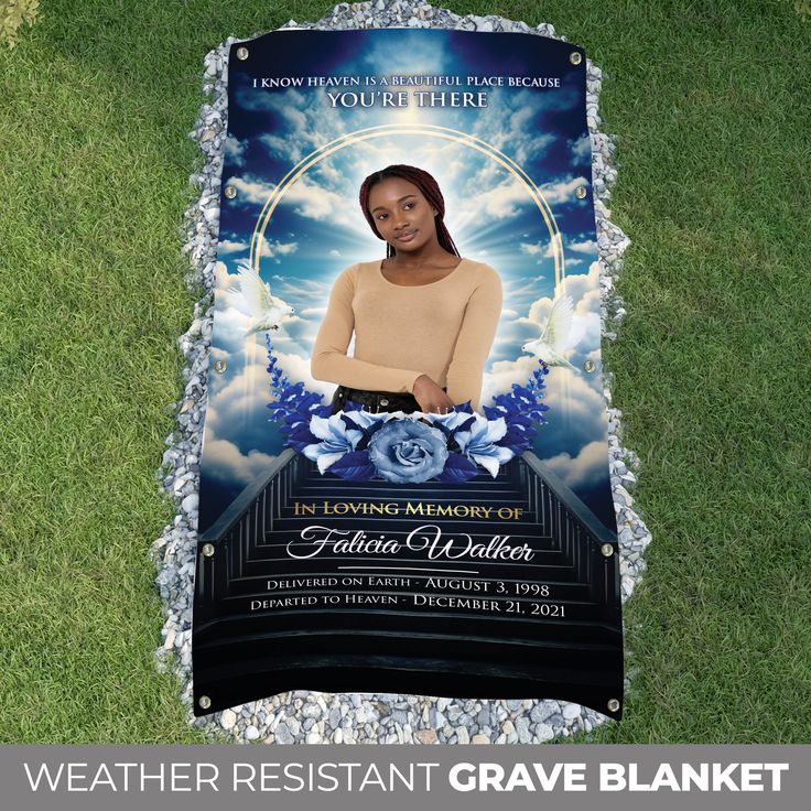 Remember your loved one in a special way with our Custom Grave blankets.   HOW TO ORDER  1. Choose your size from the dropdown menu  2. Add to your cart and checkout 3. Make sure to leave a note with all the information for us to customize your blanket; Name, date, color, etc. (If you don't add colors we will keep them the same as our example) Once you have purchased this listing you can send your picture to baloedesigns@gmail.com  PROCESS  You will receive your first proof within 1-2 business d Grave Blanket, Grave Decorations, Custom Memorial, Memorial Keepsakes, In Loving Memory, Weather Resistant, Blankets, This Is Us, Party Decorations