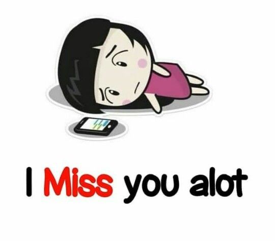 i miss you alot sticker on the back of a cell phone with an image of a woman laying down