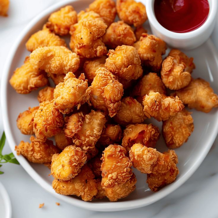 fried food on a plate with dipping sauce