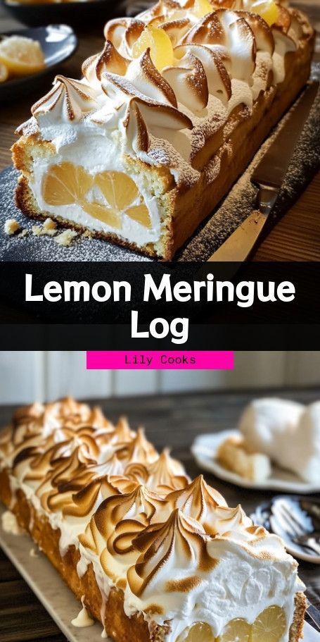 the lemon meringue log is ready to be eaten