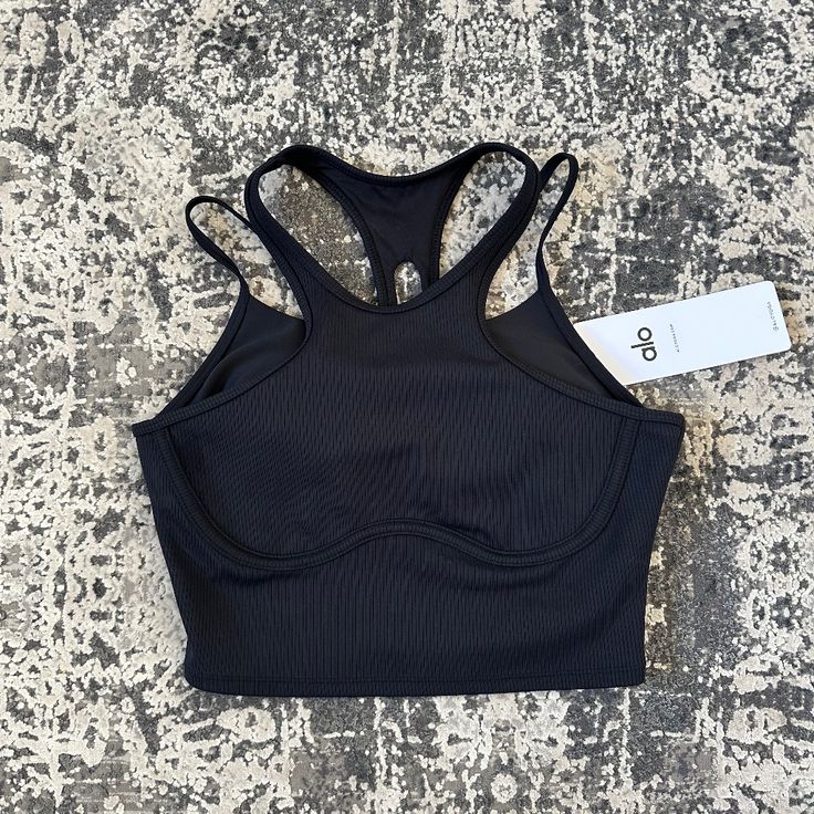 Black Alo Ribbed Airlift Enchanted Bra Tank New With Tag Never Worn Didn’t Fit:( Sold Out Small Alo Yoga Fitted Tops For Gym, Fitted Alo Yoga Top With Seamless Construction, Fitted Alo Yoga Tops For Gym, Black Ribbed Tops For Athleisure, Black Ribbed Activewear For Gym, Fitted Alo Yoga Seamless Top, Alo Yoga Fitted Seamless Top, Black Ribbed Crop Top For Workout, Black Ribbed Athleisure Top