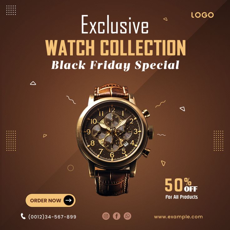 an advertisement for a watch collection black friday special sale with the price tag 50 % off