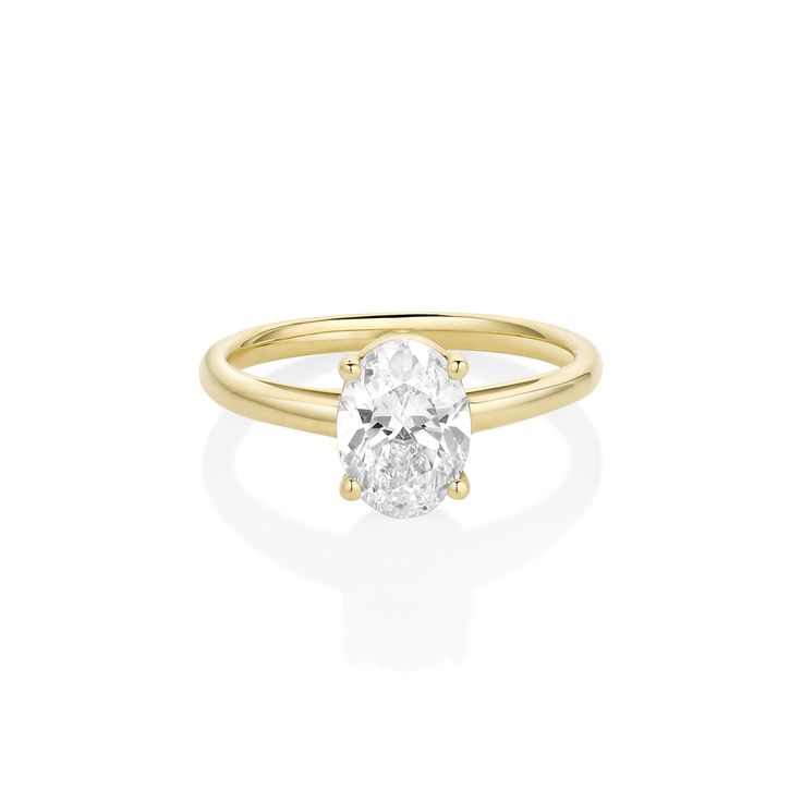 Set in our timeless Helene setting, this one-of-a-kind piece features a 1.50ct oval diamond. A classic & stackable ring for any bride-to-be. Stackable Ring, Oval Diamond, Stackable Rings, Yellow Gold, Thing 1, Ring, Yellow, Gold