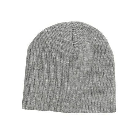 100% acrylic knit; 9" length; Size: One Size.  Color: Gray.  Gender: unisex.  Age Group: adult. Cheap Gray Beanie Hat, Adjustable Warm Gray Beanie, Gray Knit Beanie One Size, Gray Trendy One-size Beanie, Gray One-size Beanie Cap, Knit Beanie, Suits You, Running Errands, Cloth Bags