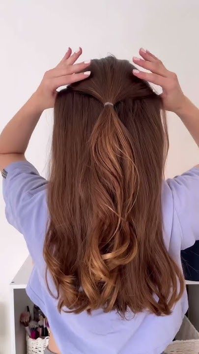 Easy Elegant Half Up Hairstyles, Womens Half Up Half Down Hairstyles, Half Up Half Down With Barrette, Easy Hair Half Updos, Hair Do Half Up, Half Up Half Down With Fringe, Half Up Half Down Medium Length, Half Hair Updos For Medium Hair, Medium Length Office Hairstyles