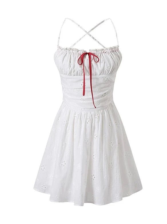 ❤︎Sweet Flower Cotton Summer Dress❤�︎ Backless Slip Dress, Cotton Summer Dress, Free T Shirt Design, Cotton Dress Summer, White Dress Summer, Lace Embroidery, Pretty Dresses, Fashion Ideas, Shirt Design