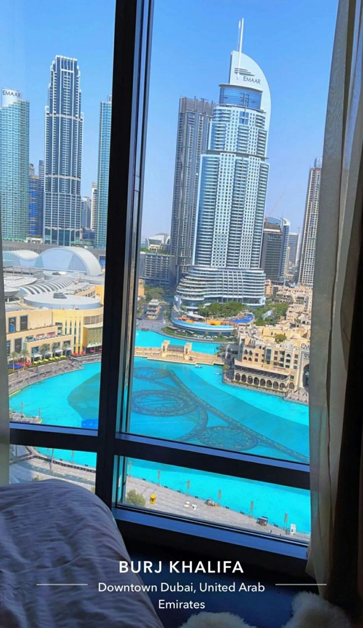 the view from an apartment in burj khalea, downtown dubai