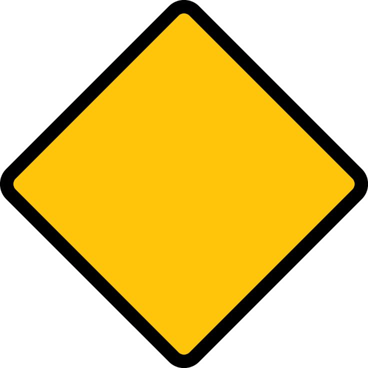 a yellow and black diamond shaped sign on a white background with no image to describe