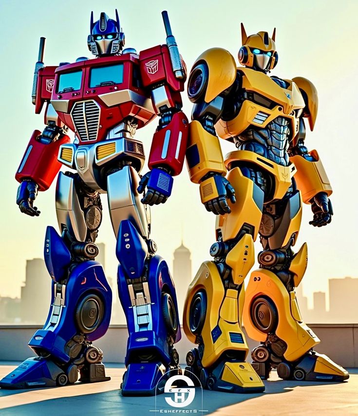 two large robots standing next to each other