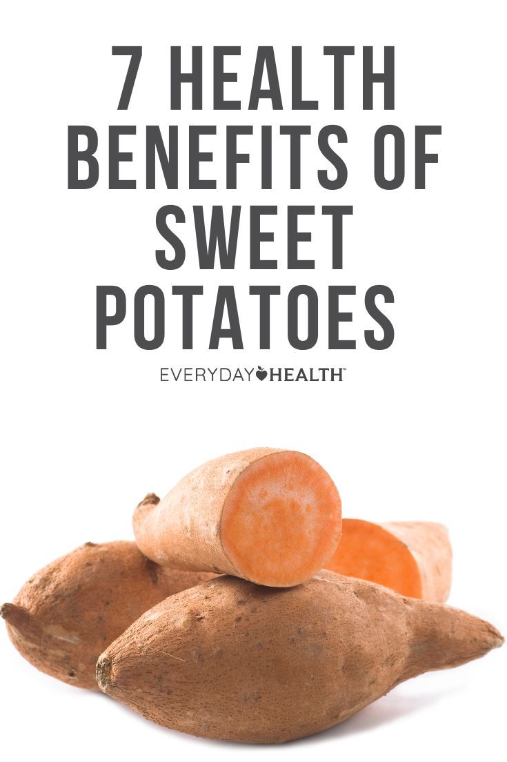 sweet potatoes with the words 7 health benefits of sweet potatoes