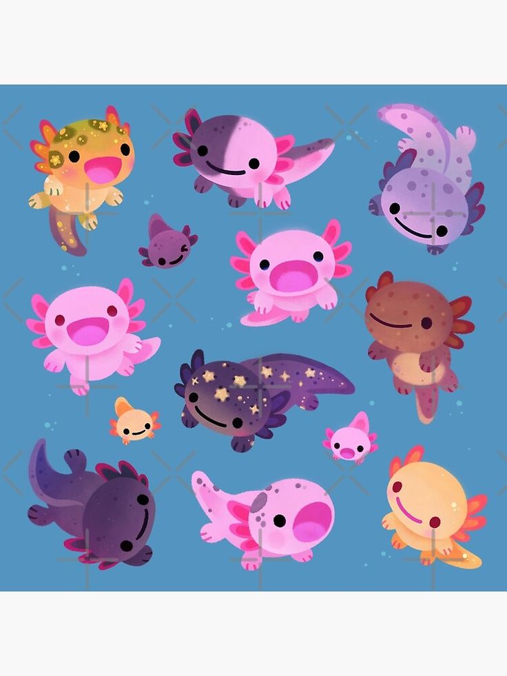 an image of cute animal stickers on a blue background